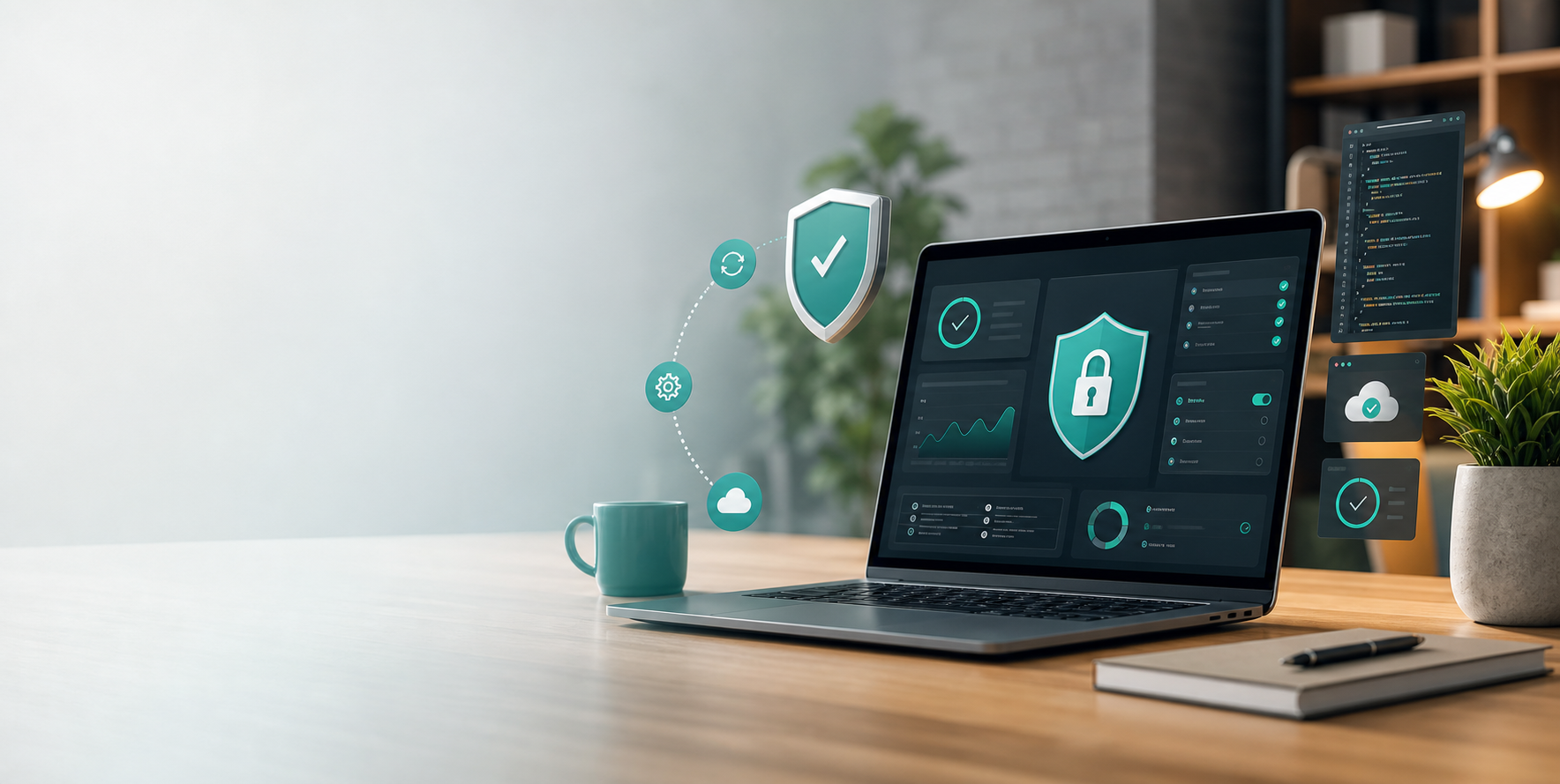 Laptop showing a website security dashboard